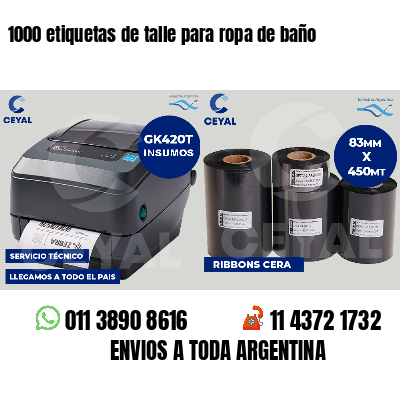 1000 etiquetas de talle para ropa de baño
