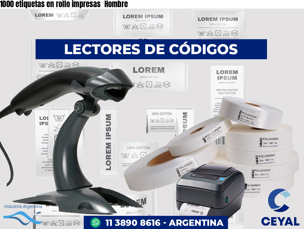 1000 etiquetas en rollo impresas  Hombre