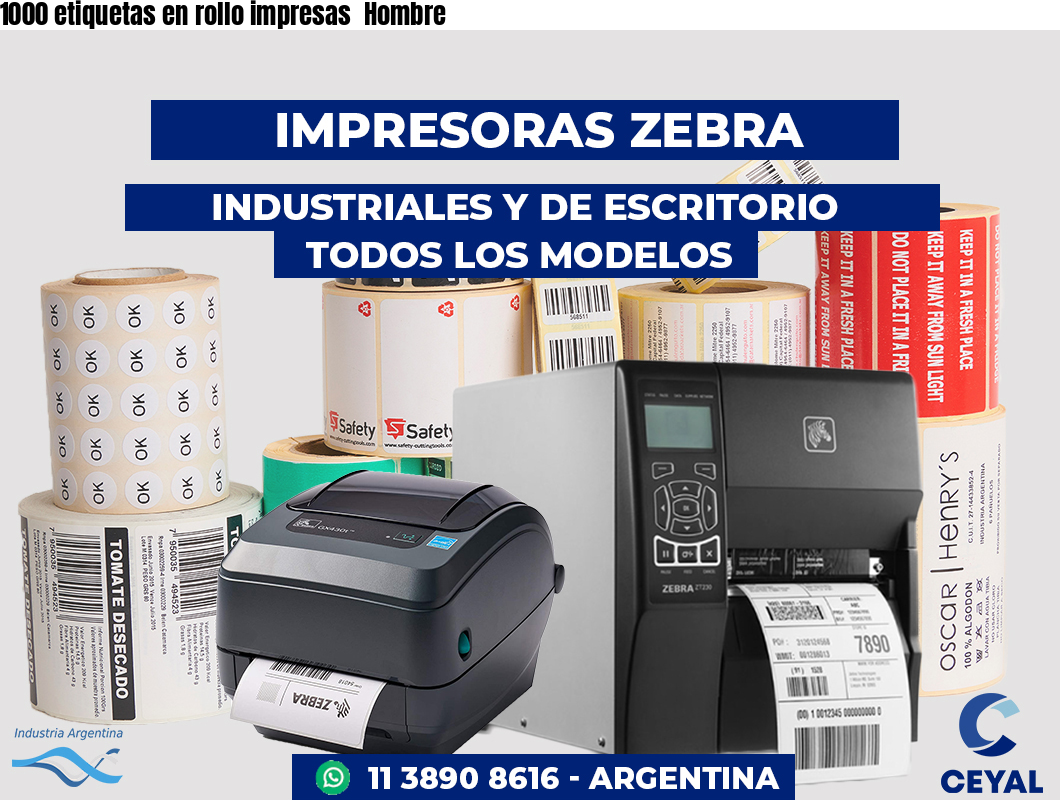 1000 etiquetas en rollo impresas Hombre