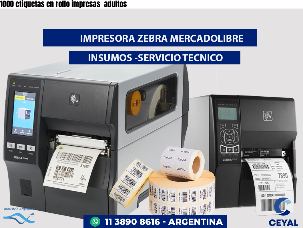 1000 etiquetas en rollo impresas adultos