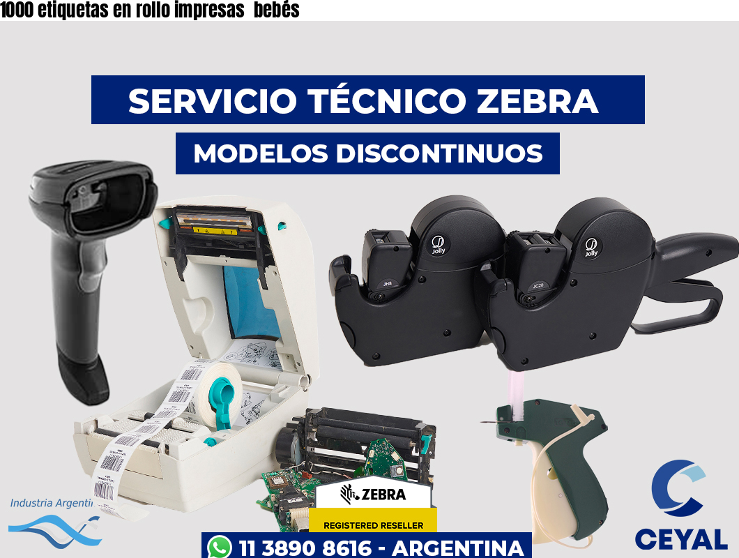 1000 etiquetas en rollo impresas bebés
