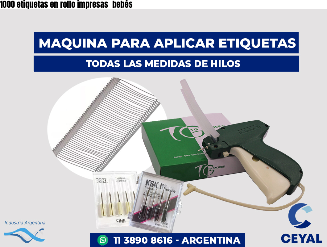 1000 etiquetas en rollo impresas bebés