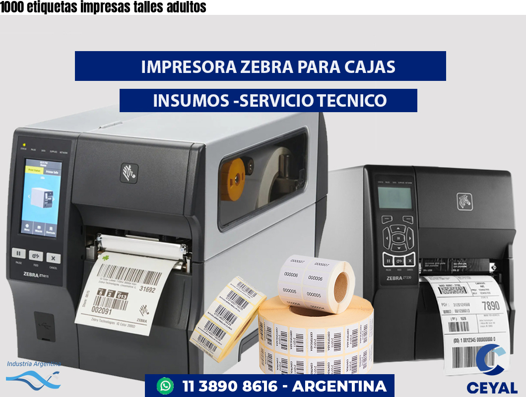 1000 etiquetas impresas talles adultos