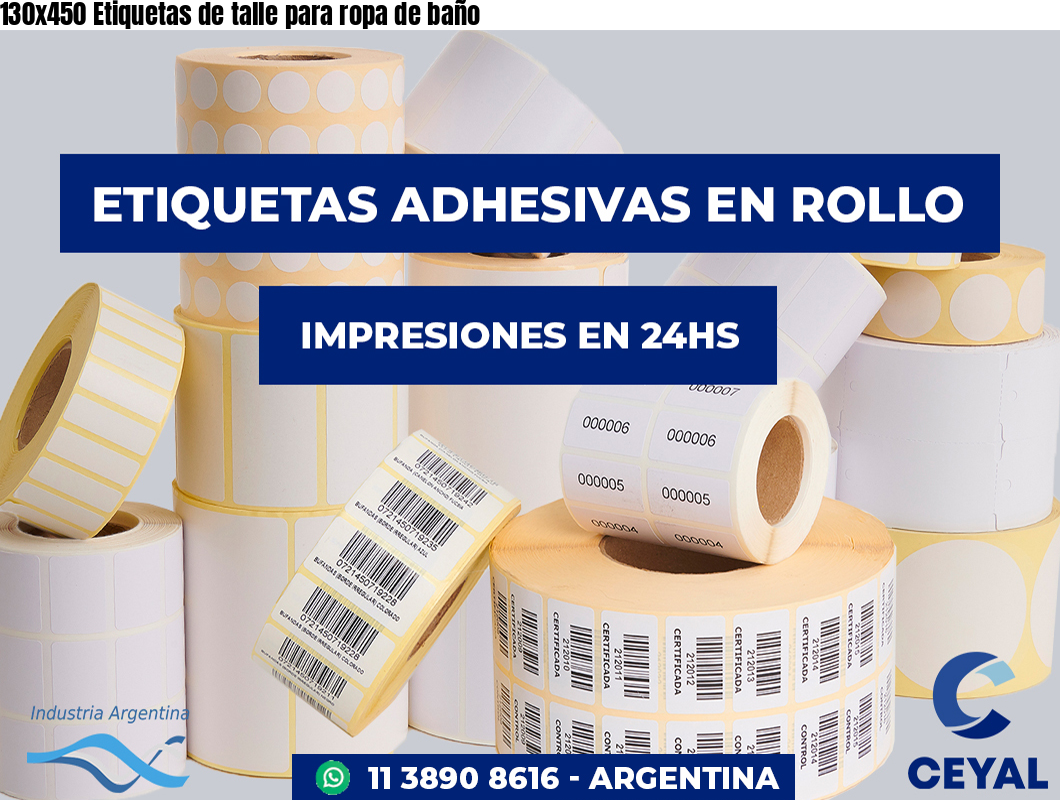 130×450 Etiquetas de talle para ropa de baño