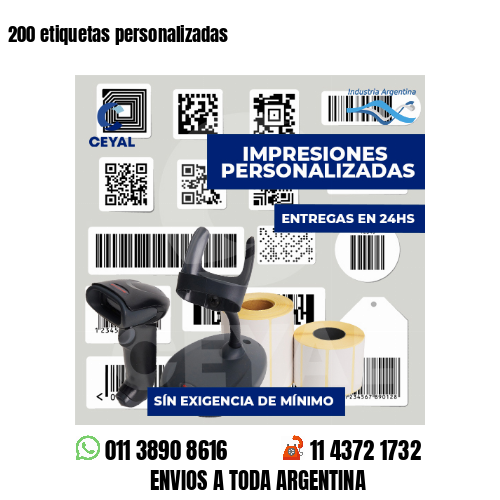 200 etiquetas personalizadas