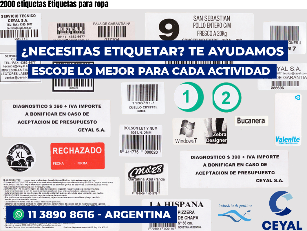 2000 etiquetas Etiquetas para ropa