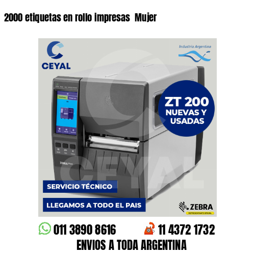 2000 etiquetas en rollo impresas Mujer