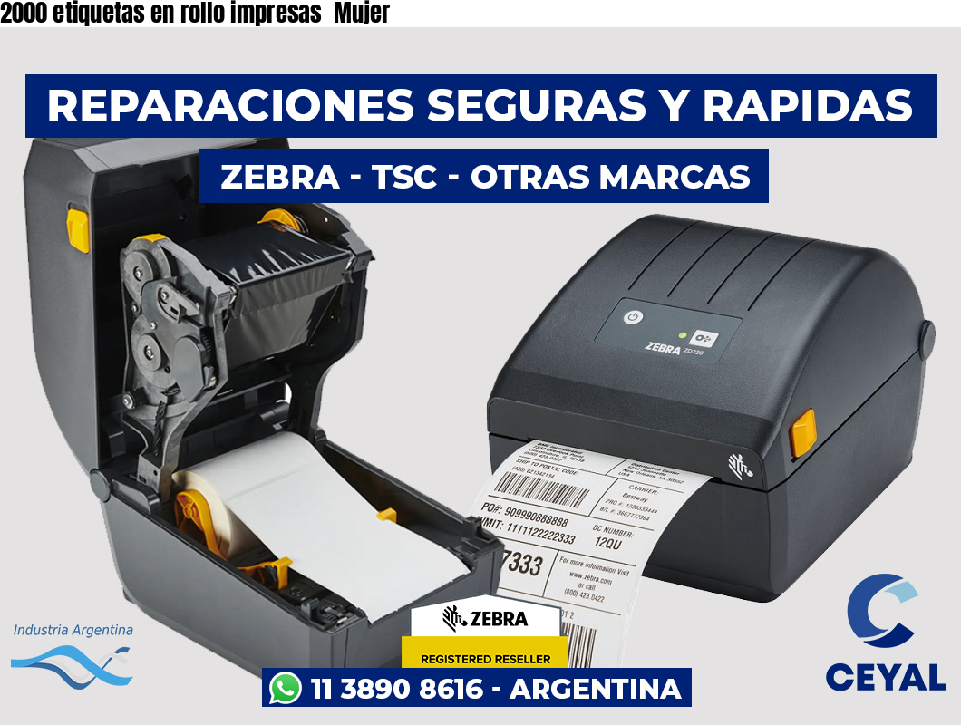 2000 etiquetas en rollo impresas Mujer