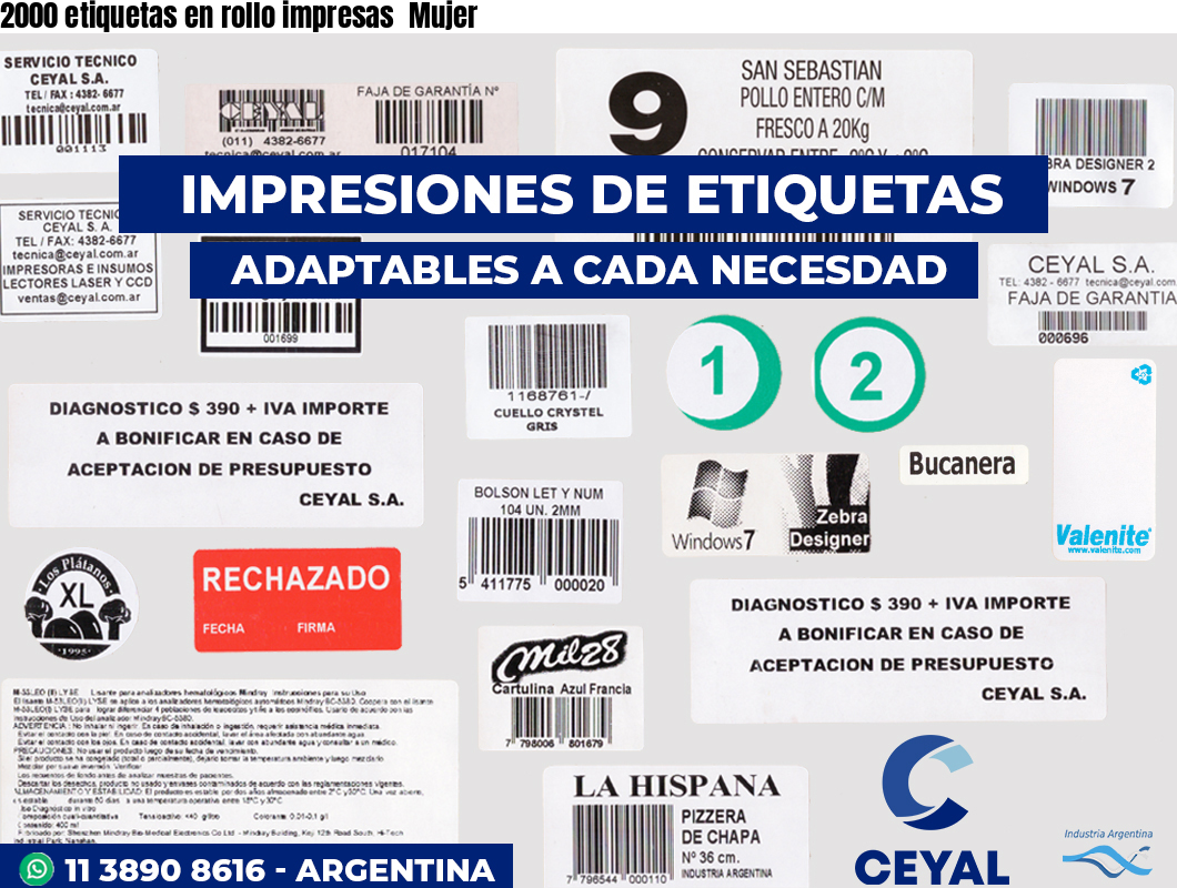 2000 etiquetas en rollo impresas  Mujer