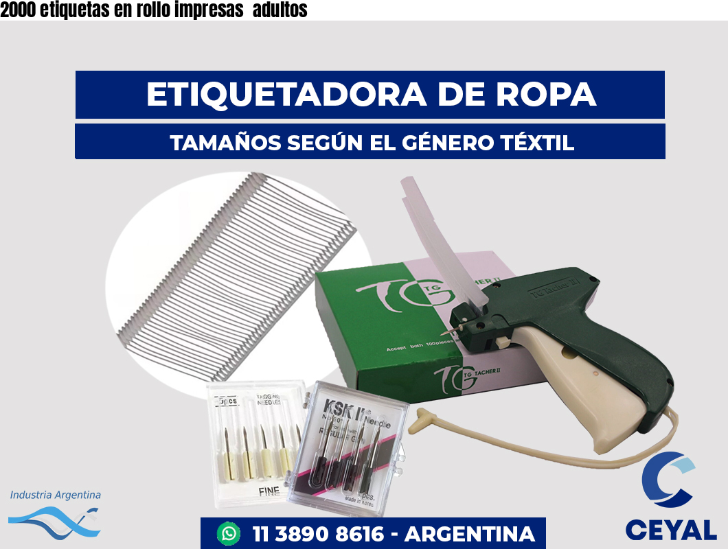 2000 etiquetas en rollo impresas adultos