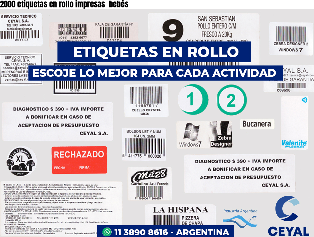 2000 etiquetas en rollo impresas  bebés