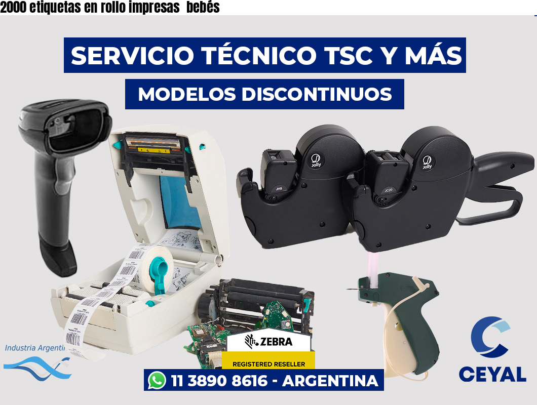 2000 etiquetas en rollo impresas bebés