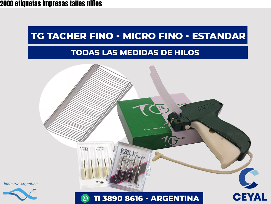 2000 etiquetas impresas talles niños