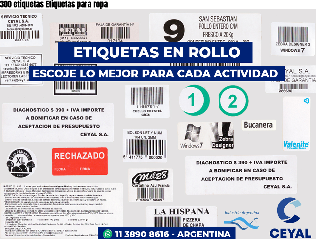 300 etiquetas Etiquetas para ropa