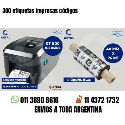 300 etiquetas impresas códigos