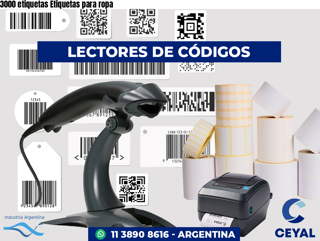 3000 etiquetas Etiquetas para ropa