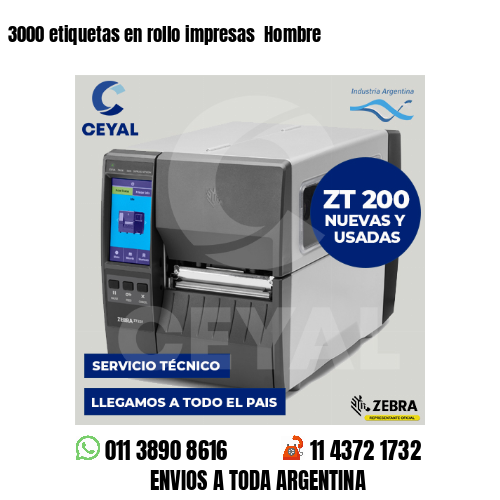 3000 etiquetas en rollo impresas Hombre