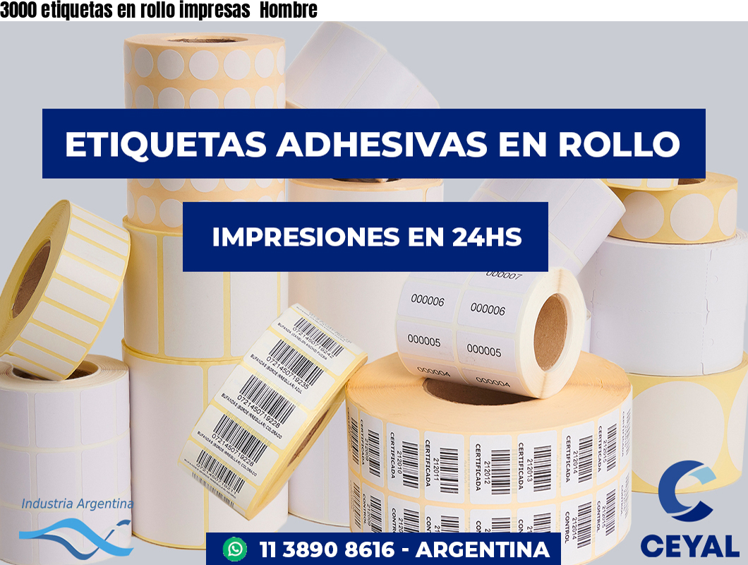 3000 etiquetas en rollo impresas  Hombre