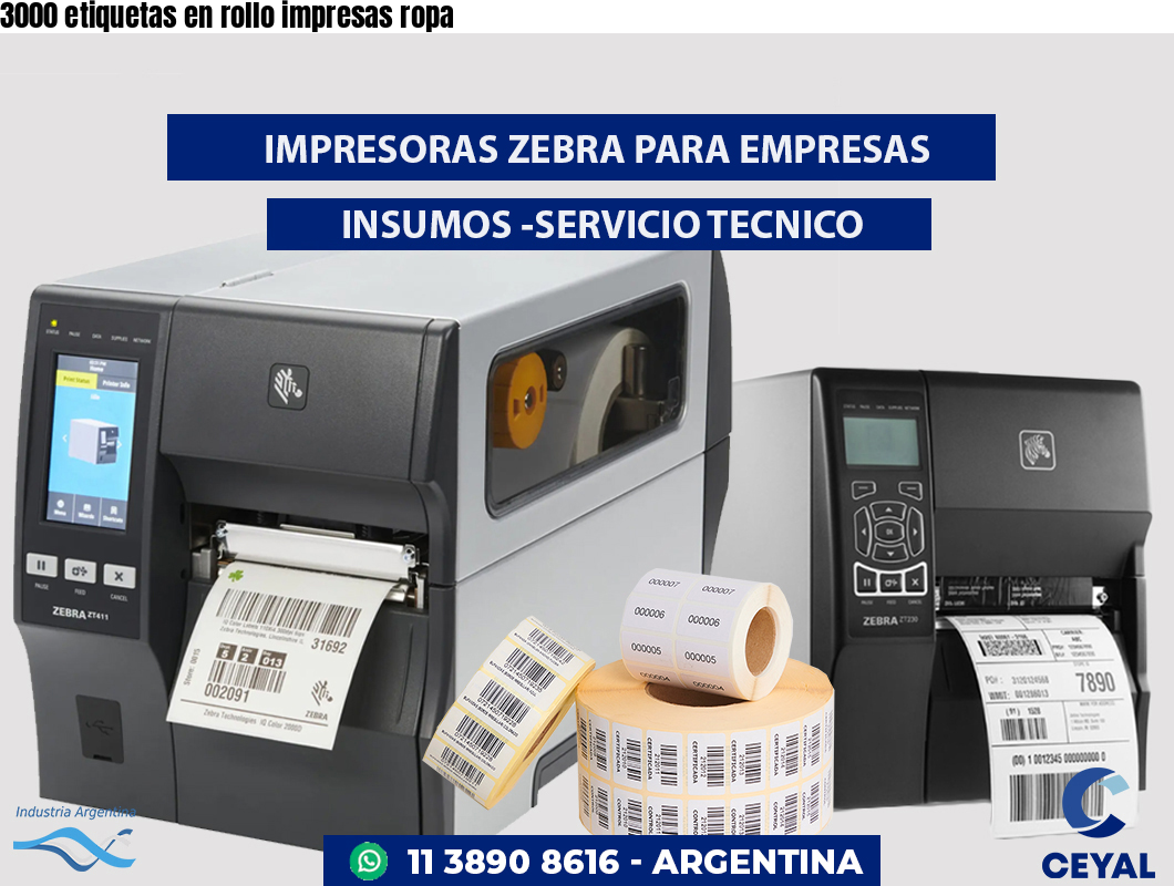 3000 etiquetas en rollo impresas ropa