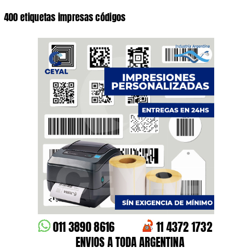 400 etiquetas impresas códigos
