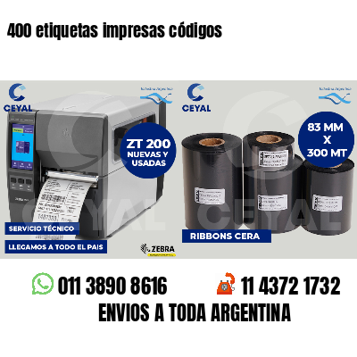 400 etiquetas impresas códigos