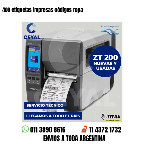 400 etiquetas impresas códigos ropa