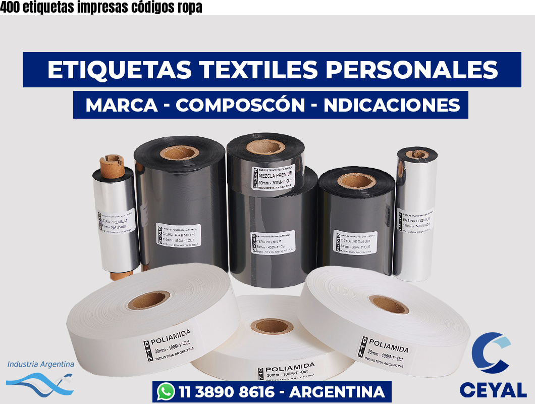 400 etiquetas impresas códigos ropa