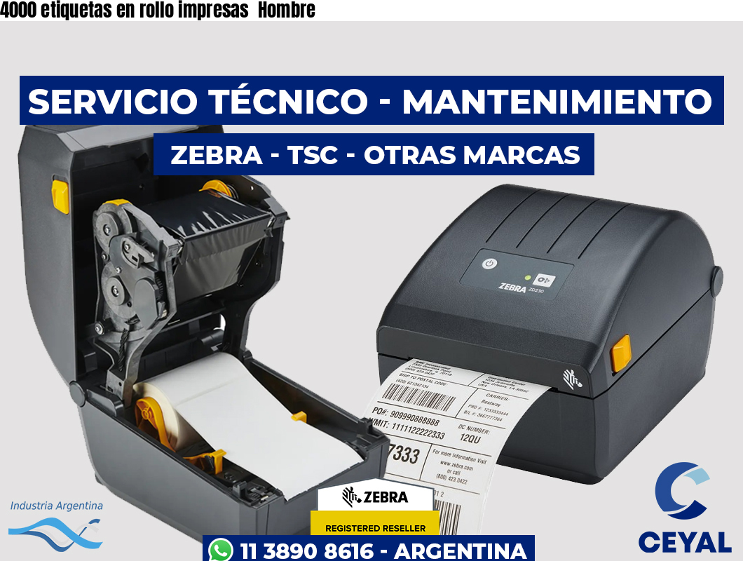 4000 etiquetas en rollo impresas  Hombre