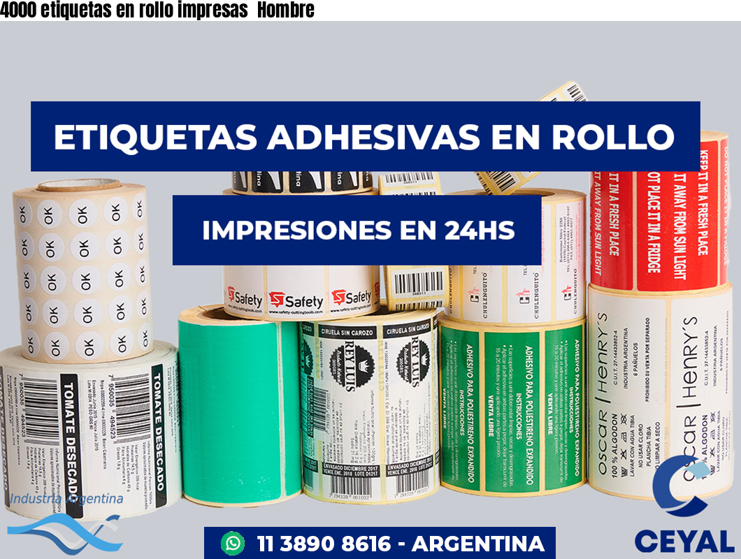 4000 etiquetas en rollo impresas  Hombre