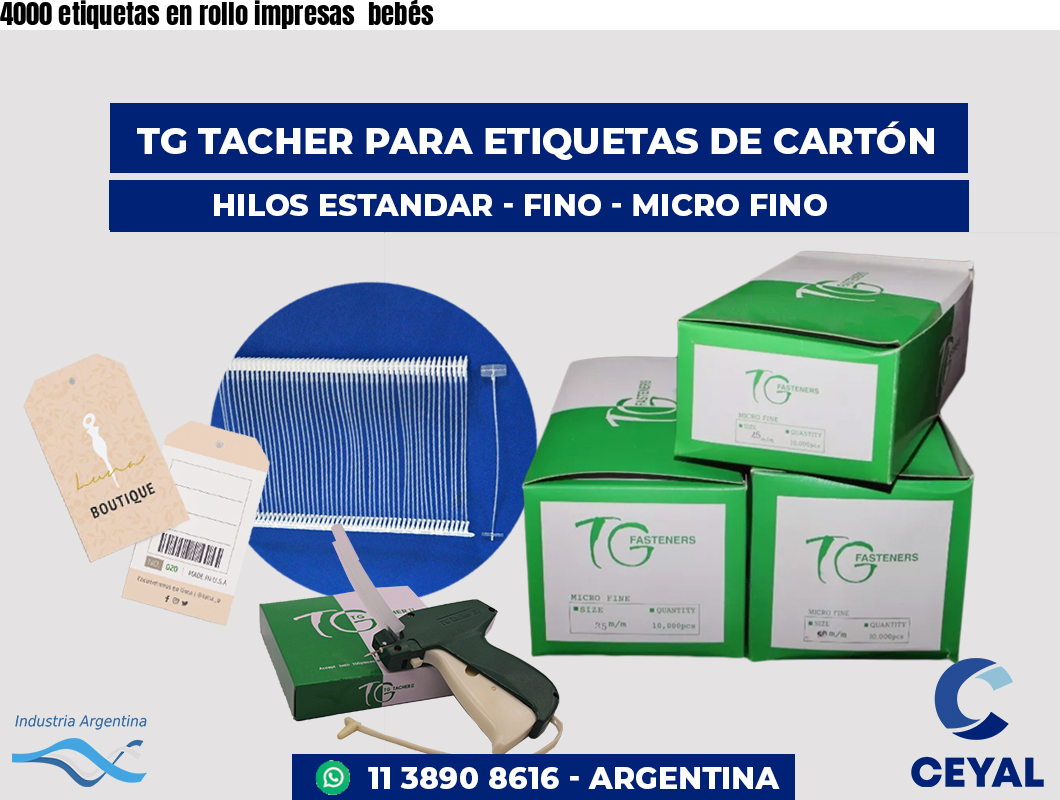 4000 etiquetas en rollo impresas bebés