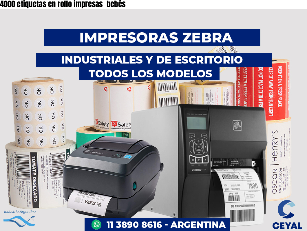 4000 etiquetas en rollo impresas bebés