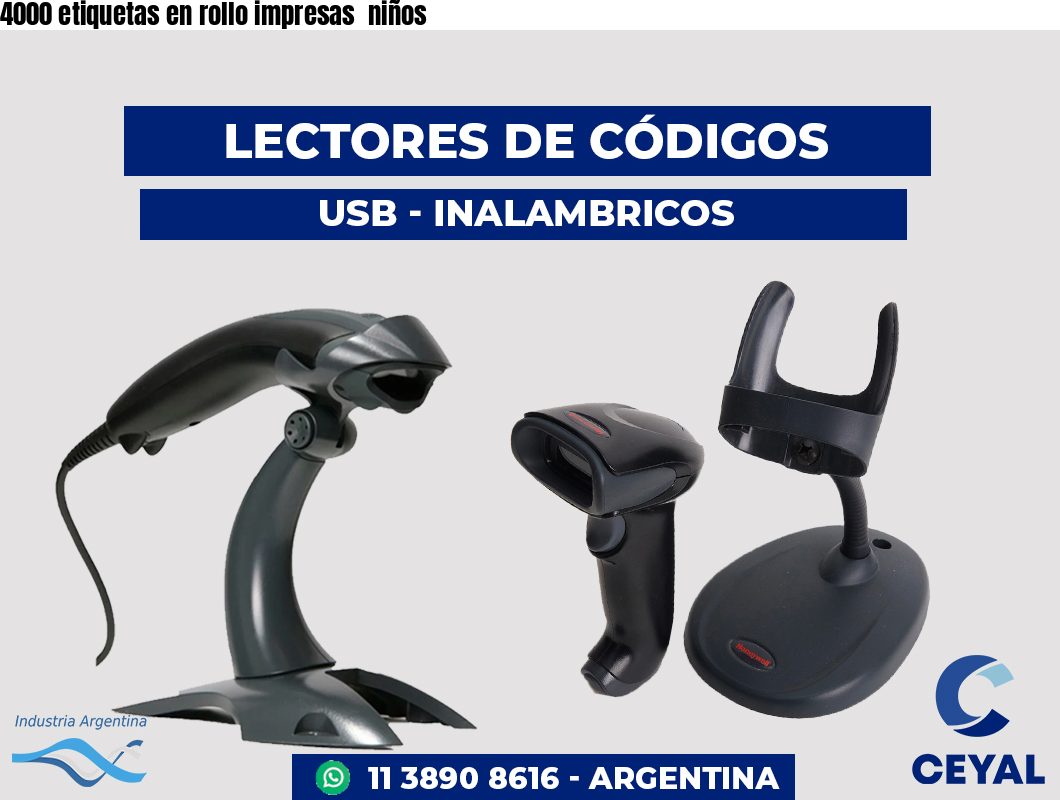 4000 etiquetas en rollo impresas  niños