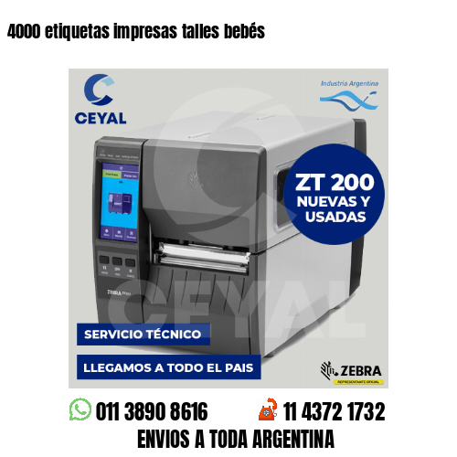 4000 etiquetas impresas talles bebés