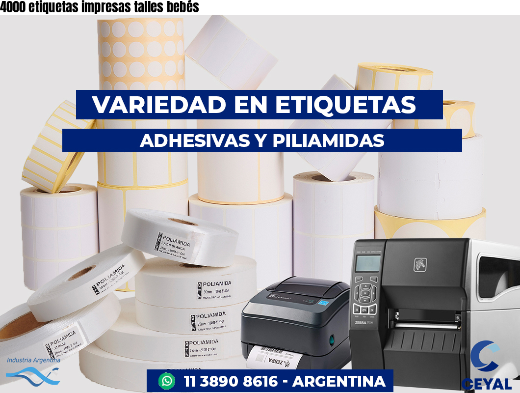 4000 etiquetas impresas talles bebés