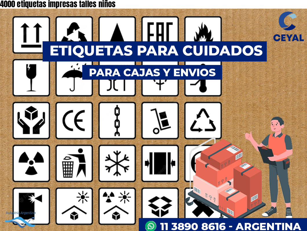 4000 etiquetas impresas talles niños
