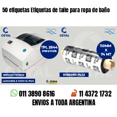 50 etiquetas Etiquetas de talle para ropa de baño