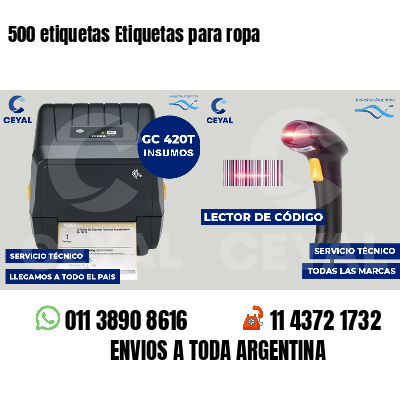 500 etiquetas Etiquetas para ropa