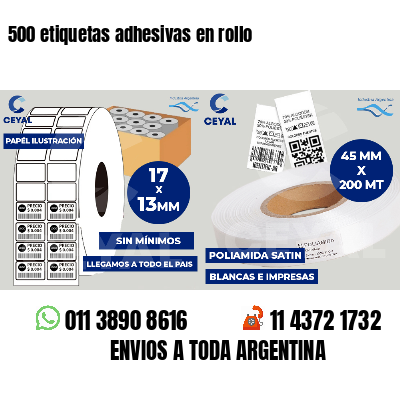 500 etiquetas adhesivas en rollo