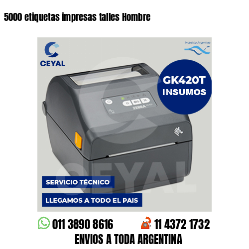 5000 etiquetas impresas talles Hombre