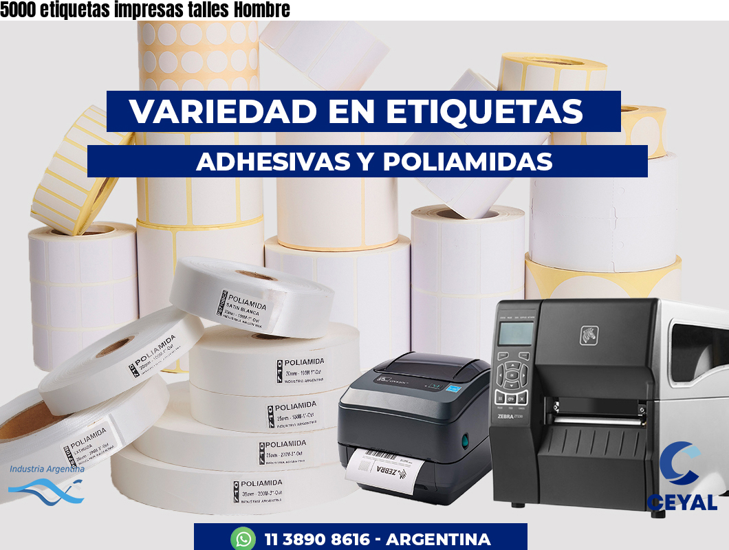 5000 etiquetas impresas talles Hombre