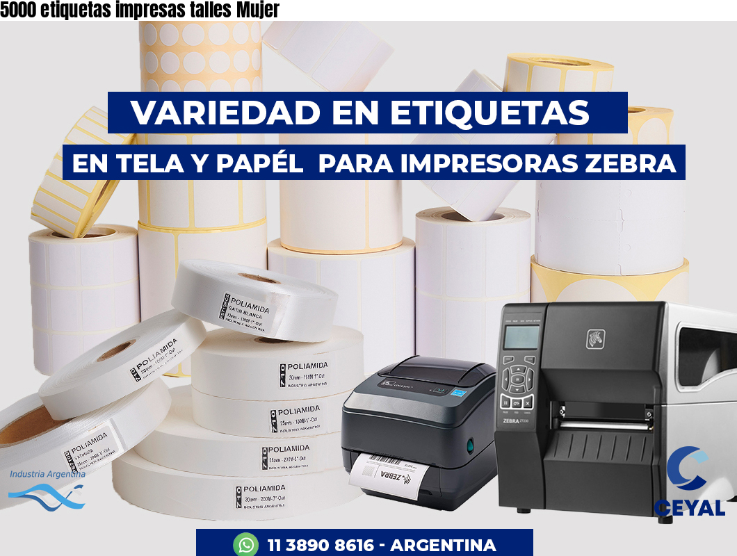 5000 etiquetas impresas talles Mujer