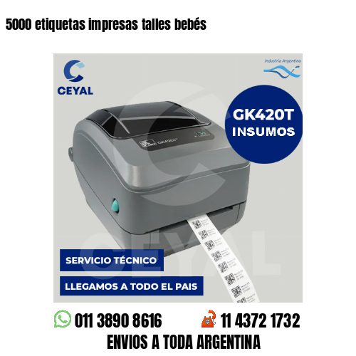 5000 etiquetas impresas talles bebés