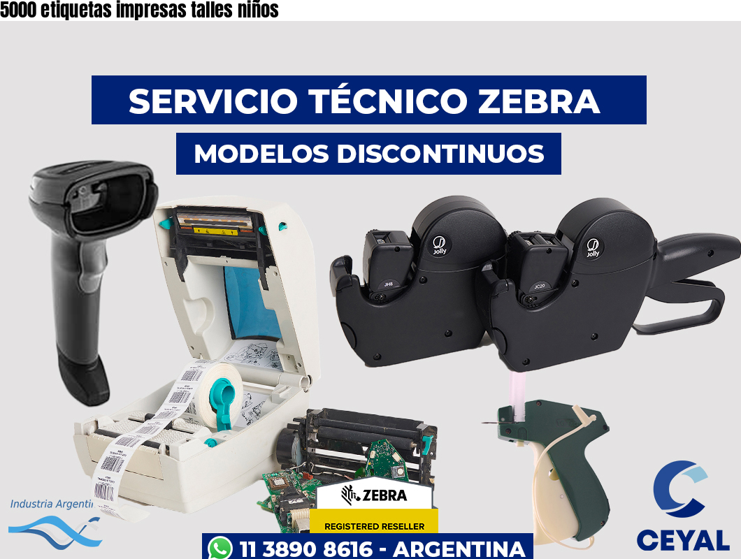 5000 etiquetas impresas talles niños