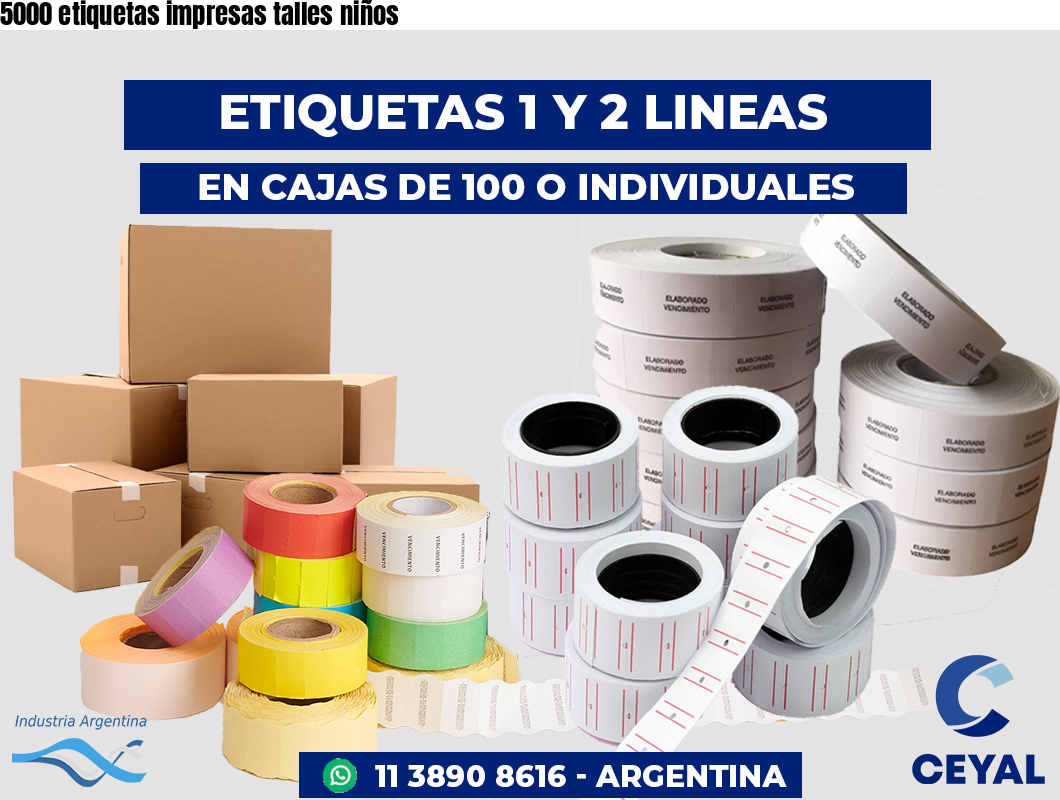 5000 etiquetas impresas talles niños