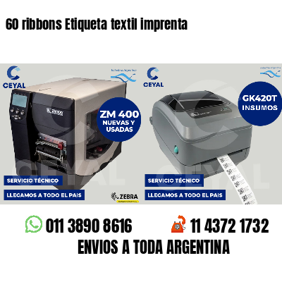 60 ribbons Etiqueta textil imprenta