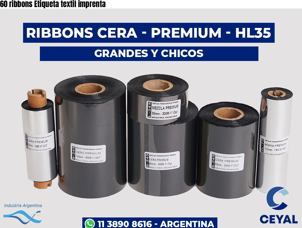 60 ribbons Etiqueta textil imprenta