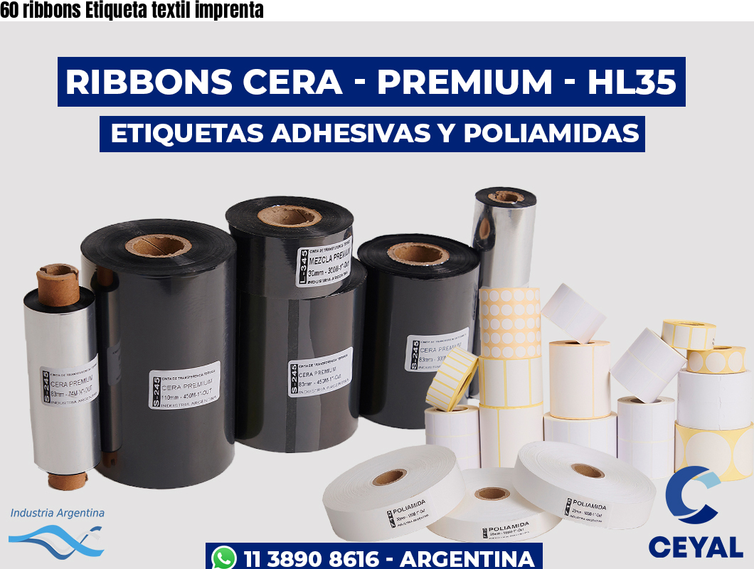 60 ribbons Etiqueta textil imprenta