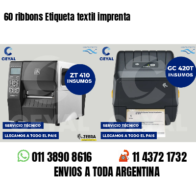 60 ribbons Etiqueta textil imprenta