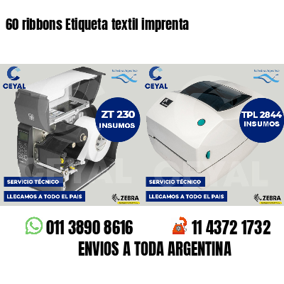 60 ribbons Etiqueta textil imprenta