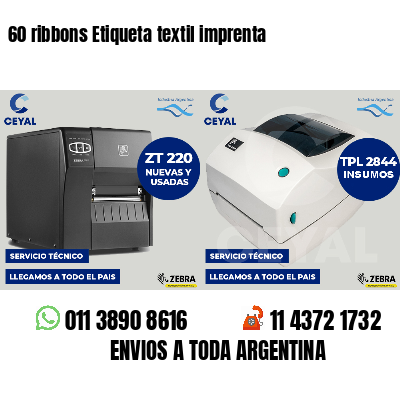 60 ribbons Etiqueta textil imprenta